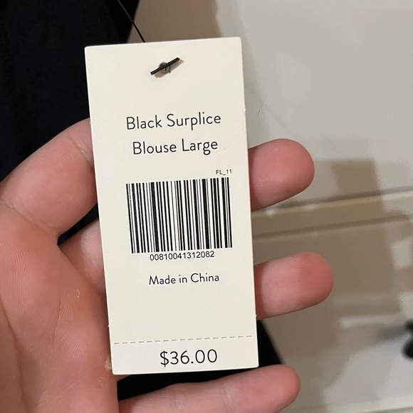 Black V-neck ruffle blouse from the Magnolia store. Size L. Never worn! NWT - Picture 4 of 7